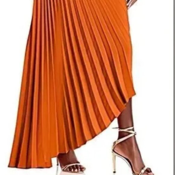 A.LC. Delfina One Shoulder Pleated Cut Out Asymmetrical Hem Midi Dress 0 - Picture 4 of 9